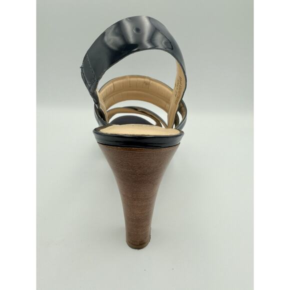 Talbots Heels In Nantucket Patten Leather Strappy Navy Size 8 Pre-owned - Picture 3 of 9